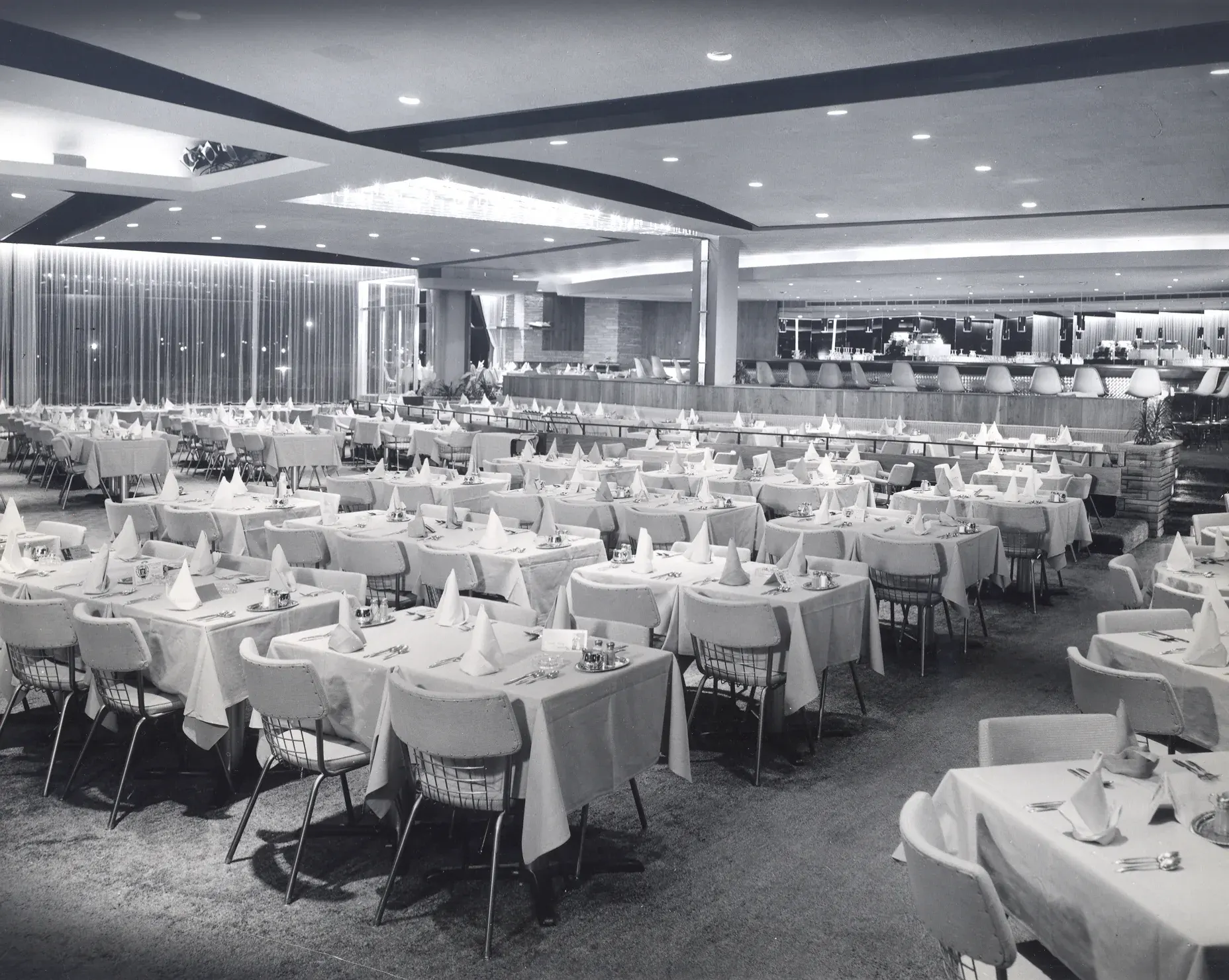 Roostertail detroit dining room set for dinner 1950s, Heritage at The Roostertail, Detroit