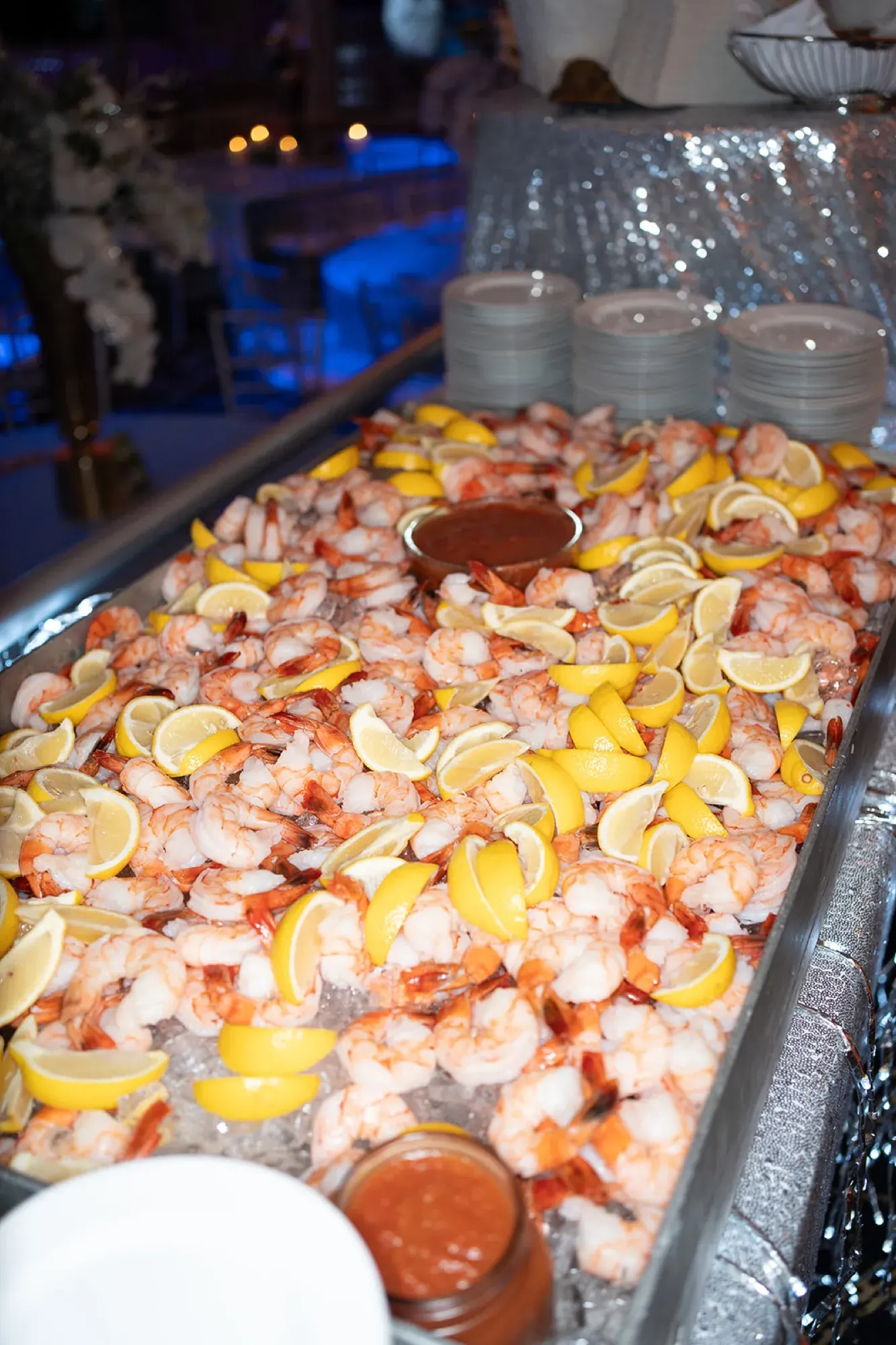A shrimp display on the holiday buffet