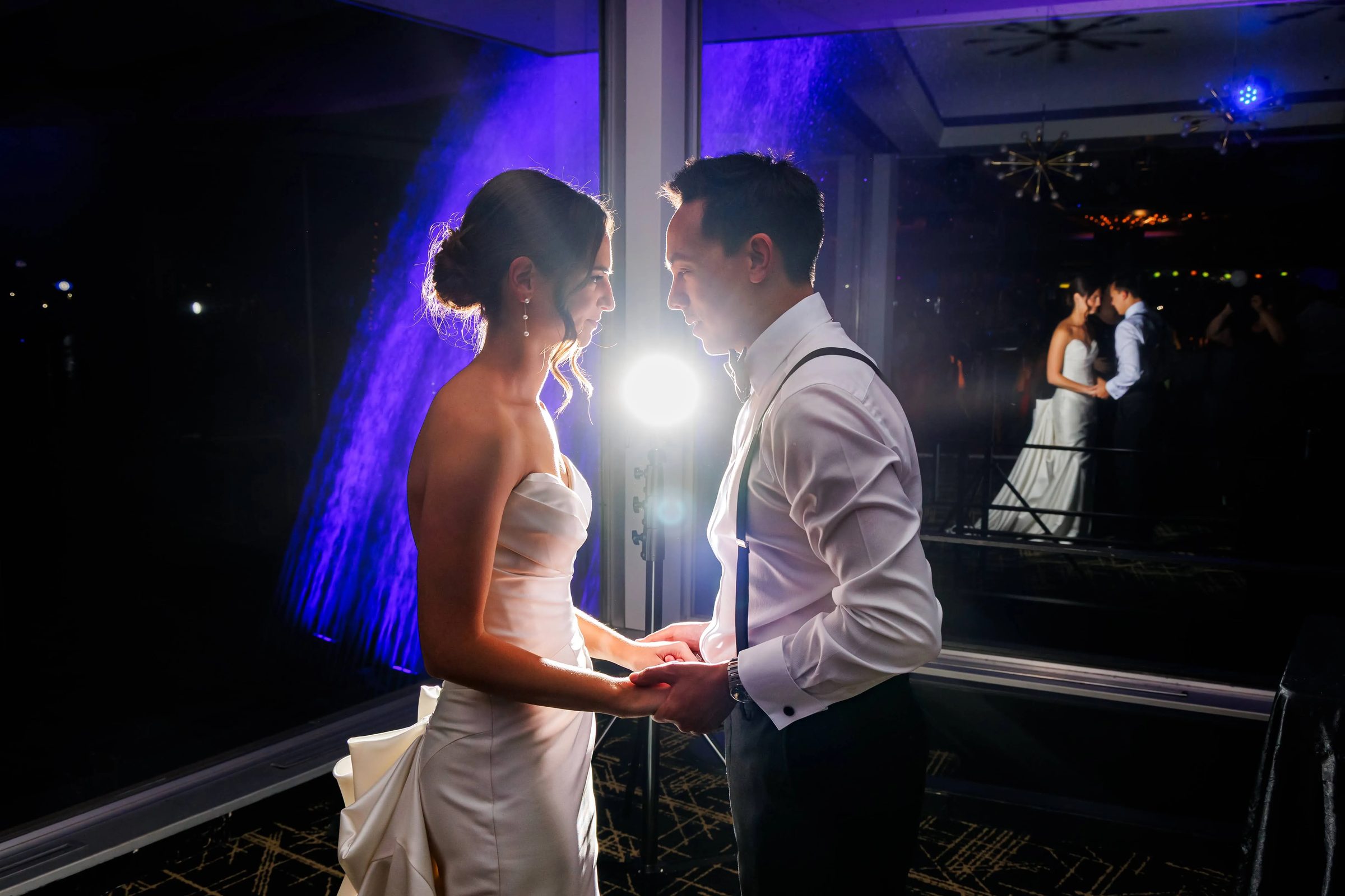 Roostertail detroit wedding venue fountain night, Weddings at The Roostertail, Detroit